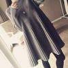 Corea del Sur Dongdaemun suéter de punto de longitud media para otoño e invierno, suéter tipo muñeca para mujer, vestido de línea A plisado, mullido