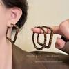 Pendientes de Aro Grandes con Estampado de Leopardo Retro de Terciopelo para Mujer Otoño e Invierno 2025 Pendientes de Aro Súper Calientes Pendientes Sexy Versátiles para el Día a Día