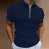 Nueva camisa polo a rayas transfronteriza con cuello para hombre, camisa polo de manga corta con impresión digital 3D, venta al por mayor de comercio exterior