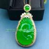 Colar de calcedônia verde Ruyi incrustado Ruyi pingente de clavícula cadeia esmeralda Imperador verde jade pingente de jóias por atacado