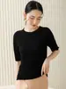 Top de Malha Gola Redonda Manga Curta com Borda Enrolada de Lã Fina Solúvel em Água, Pacote com 120 Unidades, Estilo Fino para Verão, Top Versátil Multicor Emagrecedor