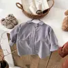 Jaqueta Camisa de Veludo Cotelê Manga Longa Nova para Meninos Primavera e Outono Bebê Estilo Coreano Casual Versátil Moda Roupas para Sair Vintage