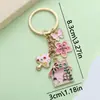 Versión Coreana Accesorios para Joyería DIY Casa Rosa Flor Hongo Llavero de Metal Llavero Lindo de Colores Pequeño Regalo