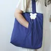 Bolsa de Compras Feminina Nova Estilo Japonês Casual Ultra Leve Grande Capacidade Tote de Ombro em Nylon