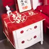Funda de Tela para Mesita de Noche de Dormitorio de Boda Tela de Cubierta para Habitación de Boda Tela de Cubierta para Hombres Tela de Cubierta contra Polvo Roja Suministros de Decoración de Boda