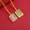 Colgante Tangka Xizang Semipintado a Mano Dorado Ocho Santos Patronos Colgante Amarillo Dios de la Riqueza Colgante de Concha de Acero de Titanio Collar