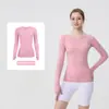 [Em Estoque] Camiseta Esportiva de Manga Longa Ld1.0 para Yoga Secagem Rápida Gola Redonda para Yoga Corrida Fitness Top Justo para Mulheres