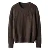 Novo Suéter de Cashmere Puro 100% Outono/Inverno Solto Fashionável Gola Redonda Casual Cor Sólida Malha Trançada Cashmere Atacado