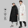 Chamarra de plumón estilo Li para hombre y mujer, Invierno, plumón de pato, hasta la rodilla, cálida, a prueba de viento, con capucha, abrigo deportivo