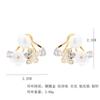 Elegante variedad de aretes micro-incrustados de circonio superior e inferior de doble uso, chapados en oro, con imitación de perla de concha, aretes con pasador de plata 925 para mujer