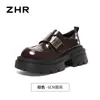 ZHR Sapatos de salto grosso com sola grossa e boca profunda para mulheres 2026 outono novo estilo versátil para o dia a dia temperamento estilo britânico sapatos de salto único