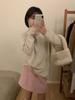 Estilo Coreano Otoño e Invierno Cuello Libre Suave Cera Terciopelo de Mapache Tejido Camiseta Base de Lana Perezosa Top Holgado