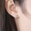 Pendientes de Plata S999 Lanlanjia con Pequeño Diamante y Diamante Grande, Elegante Copo de Nieve de Circonita, Joyería de Oreja Moderna y Sencilla