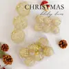 Nuevas decoraciones navideñas transfronterizas: bolas de Navidad huecas con purpurina dorada, adornos para árbol de Navidad, escaparates navideños