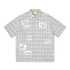 Camisa de Cuadros de Nicho Savagebase Estilo Americano Marca de Moda Estampado de Letras Diseño de Verano Decorada con Remaches