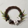 Corona navideña decorativa, anillo de ratán para boda, hecho a mano, cono de pino tejido, flor seca, ratán, material para anillo de ratán para jardín de infantes