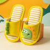Pantuflas de lino con diseño de dinosaurio para primavera y otoño, para niños, con dibujos animados, suela gruesa, transpirables, de algodón y lino para padres e hijos.