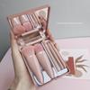 Kit de Pincéis de Maquiagem em Caixa, Portátil, Conjunto de 5 Peças com Espelho, Pincel para Base, Pincel para Lábios, Pincel para Sombra, Pincel para Pó Solto, Ferramentas de Beleza