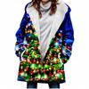 Estilo europeo y americano transfronterizo Amazon nuevo abrigo trench para mujer invierno engrosado estampado copo de nieve 3D botón abrigo con capucha