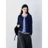Suéter de punto retro, multicolor patchwork, cuello redondo, manga corta para mujer, nueva colección 2026