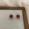 Nuevos Pendientes de Ágata Roja Estilo Chino con Agujas de Plata, Pendientes de Alta Gama, Lujo Ligero Otoño e Invierno Nicho Pendientes de Aventurina Verde Estilo Étnico para Mujer
