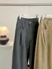 Calça casual larga nova de outono, versátil, com bolso plissado, para mulheres, cintura alta, modelagem que afina, calça casual de algodão lavado
