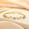 Estilo de Lujo Ligero Exquisitos Accesorios de Moda Estilo Coreano Pulsera de Cristal Infinito para Mujer Pulsera de Doble Corazón con Circonita Morada Venta al por Mayor