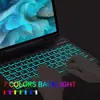 Adecuado para Samsung Taba9Plus Teclado Bluetooth Retroiluminado de Colores y Set de Ratón A11+ Ranura para Lápiz Funda de Cuero Funda S10Lite