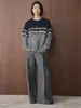 Nuevo cárdigan de punto de lana de moda estilo coreano para invierno, jacquard de contraste Fair Isle, cuello redondo, top holgado para mujer