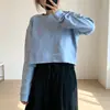 Sudadera casual de punto para mujer, estilo de otoño e invierno, color liso, cuello redondo, corte holgado, adelgazante, para uso diario, transfronteriza europea y americana