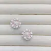 Pendientes pequeños de esmalte con forma de flor, estilo vintage francés, con incrustaciones de diamantes y pasadores de plata 925, temática del bosque, exquisitos, versátiles y de alta gama.