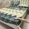 Sábana de Algodón Lavado de Verano Pieza Única Antideslizante Cubierta de Cama Estilo Nuevo Protector a Prueba de Polvo para Colchón de Cobertura Total