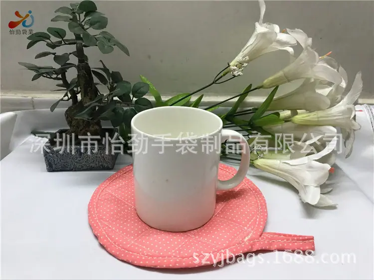 印花棉布圆形杯垫
