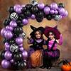 Cross-Border preto roxo conjunto de corrente de balão de látex Halloween festa temática irregular Garland arco arranjo decoração