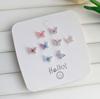 925 Pin Estilo Inmortal Conjunto de Pendientes de Mariposa Tridimensional Combinación Pequeños Versátiles Elegantes Pendientes Corazón de Chica Dulce Pendientes
