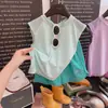 Conjunto de chaleco de verano para niños hecho de nailon, con una malla fresca de secado rápido que es transpirable y sin mangas; conjunto de verano dopamina para niñas