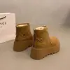 Botas de nieve estilo Birkenstock de tamaño pequeño, suela gruesa, que aumentan la altura, para mujer, nueva colección de invierno 2026, forradas de felpa, cálidas, antideslizantes y elegantes zapatos de algodón