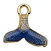 Mistura 20 Acessórios de Joias de Liga Azul com Gota de Óleo DIY Pulseira Brincos Chaveiro Sereia Estrela do Mar Flor Pingente