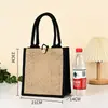Bolsa de Juta Bolsa de Lona para Compras Bolsa Tote Tridimensional de Mão Grande Capacidade Revestida com Filme Impermeável Bolsa de Juta Atacado