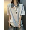 Camisa Polo de Estilo Americano Falsa de Dos Piezas Hombro Normal para Hombre, Diseño de Verano, Solapa, Cuello de Camisa a Cuadros, Camiseta de Manga Corta Patchwork