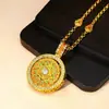 Collar Colgante de Calabaza Giratoria Completamente Diamantado Estilo Antiguo Chapado en Oro para Mujer, Collar Colgante de Fortuna de Oro Imitación para Mujer