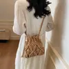 Bolso de Paja Tejida para Mujer 2025 Nuevo de Moda Tendencia Diseño de Nicho Bolso Cruzado Tipo Cubo Versátil Bolso de Playa para la Costa
