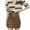 PU Sexy Pequeña Ultra Corta Ol 2023 Nueva Cadera Pequeña Falda de Cuero Falda Corta Profesional Negra Ajustada Falda Mujeres