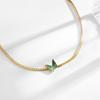Collar Europeo y Americano Exquisito Cadena de Hueso de Serpiente Mariposa Verde Acero de Titanio Diseño Nicho para Mujer Sentido Avanzado Oro de 18k Cadena de Clavícula Moderna