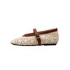 Nuevo Estilo Romántico Crochet Calado Patchwork Versátil Correa Delgada Mary Jane Zapatos Planos de Verano para Mujer