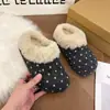 Chinelos de algodão bico fechado estilo preguiçoso outono e inverno sapatos Birkenstock novo estilo francês 2026 chinelos de pelo poá para mulheres uso externo com forro de fleece