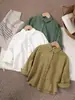 [Oferta Especial de Nuevo Producto] Camisa de Algodón y Lino Estilo Nórdico para Niños y Niñas, Camisa Sencilla de Cuello Redondo Apta para la Piel, Top Elegante y Versátil