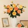 Rama Artificial Individual de Gama Alta 2 Cabezas Rosa de Primavera Salón de Bodas Hogar Hotel Decoración Flor Artificial Rosa Artificial
