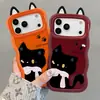Pegatinas de orejas de gato negras, adecuadas para fundas de teléfono Apple 18 Pro Max, fundas de silicona para iPhone 17, fundas con doble soporte para 14, fundas lindas para 15