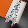 Pañuelo de sarga de seda artificial pintado a mano de 90*5 cm con estampado a doble cara, cinta, pañuelo pequeño para el cuello, diadema, decoración para bebé